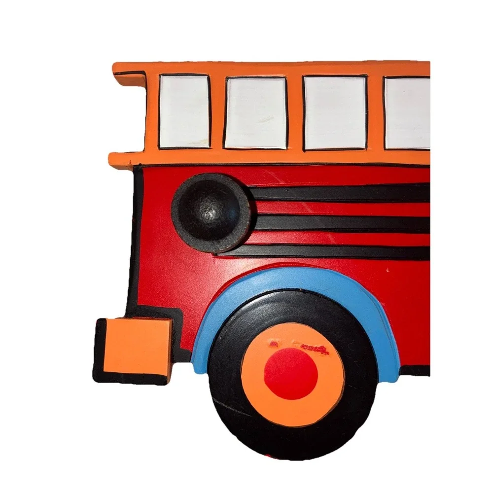 Wall Hook Mount Children Firetruck Wood Coat Hanger Three Hook Vintage‎